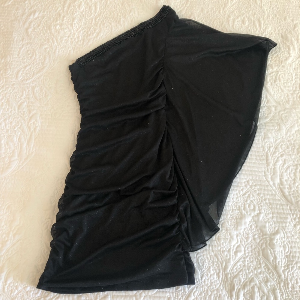 One Shoulder Black Cocktail Dress